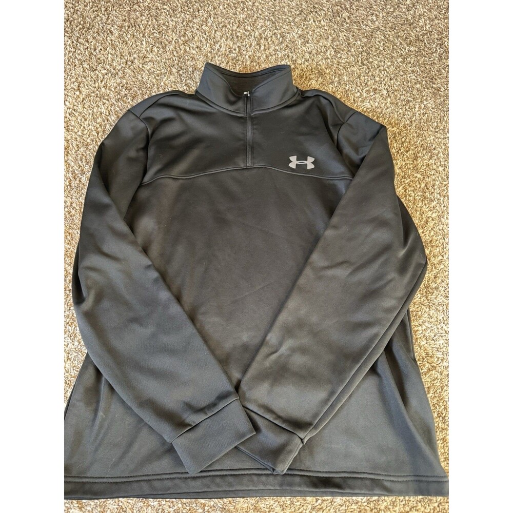 Under Armour ColdGear Mens Large 1/4 Zip Pullover Black Fleece Lined 1286334